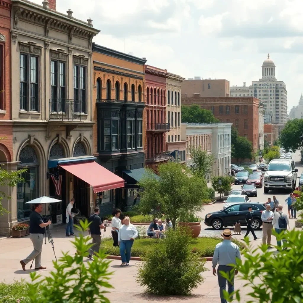 Fort Worth filming scene showcasing vibrant downtown